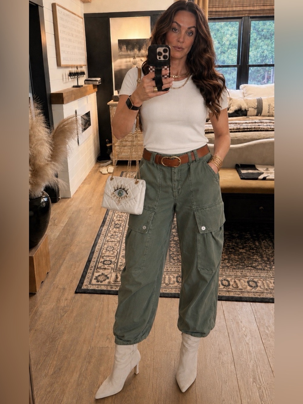 Free People We The Free Brentwood slouchy utility barrel pant in AGED GREEN